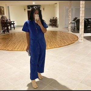 RACHEL COMEY BLUE ZIP-UP JUMPSUIT